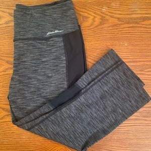 Eddie Bauer leggings medium gray mesh & black new